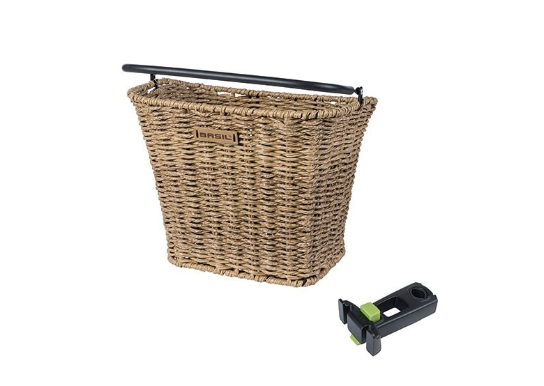 Kosz rowerowy na kierownicę BASIL Bremen Rattan Look KF + KF Ahead Stem Holder